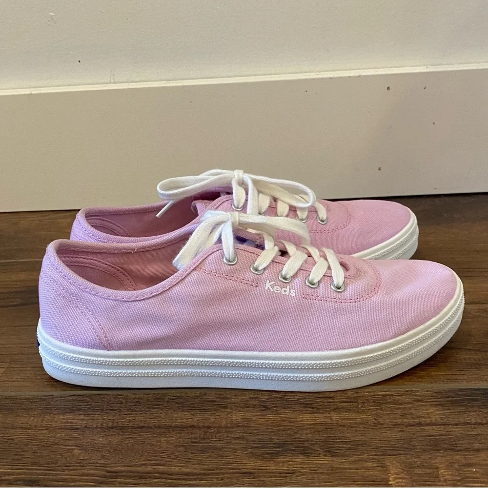 Keds pink sneakers size 7 lace up platform canvas shoes - Picture 5 of 10